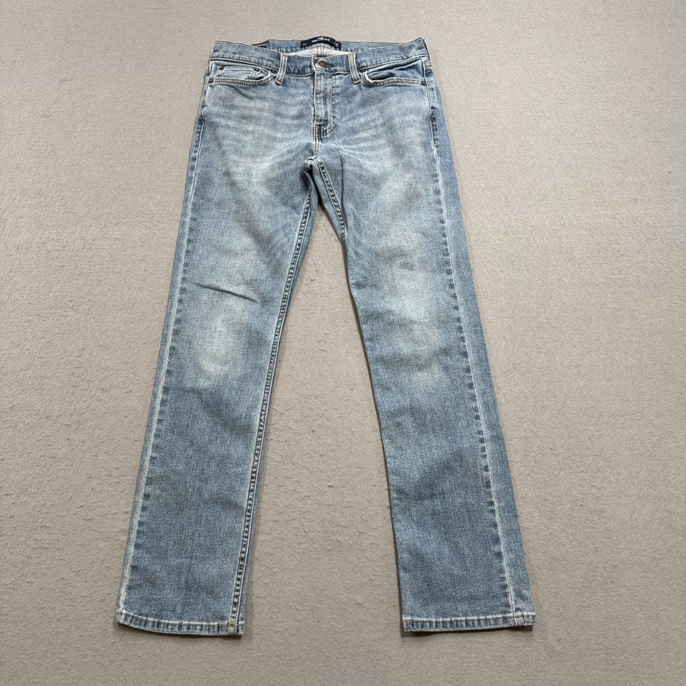 Hollister Jeans Men's 30x32 Blue Light Wash Denim Slim Straight Leg Y2K Style